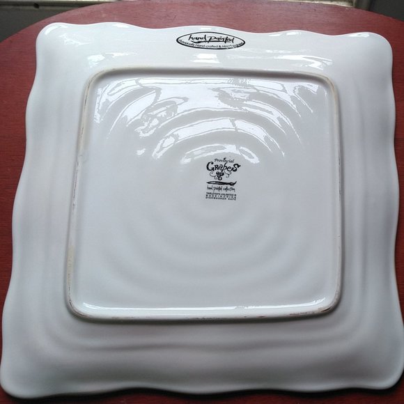 Large Square Ceramic Platter with Grapes - Picture 3 of 4